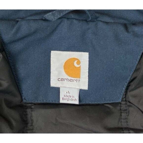 Carhartt Mens Quick Duck Jefferson Traditional Jacket Coat Navy Quilt Lined Sz L - Picture 5 of 16